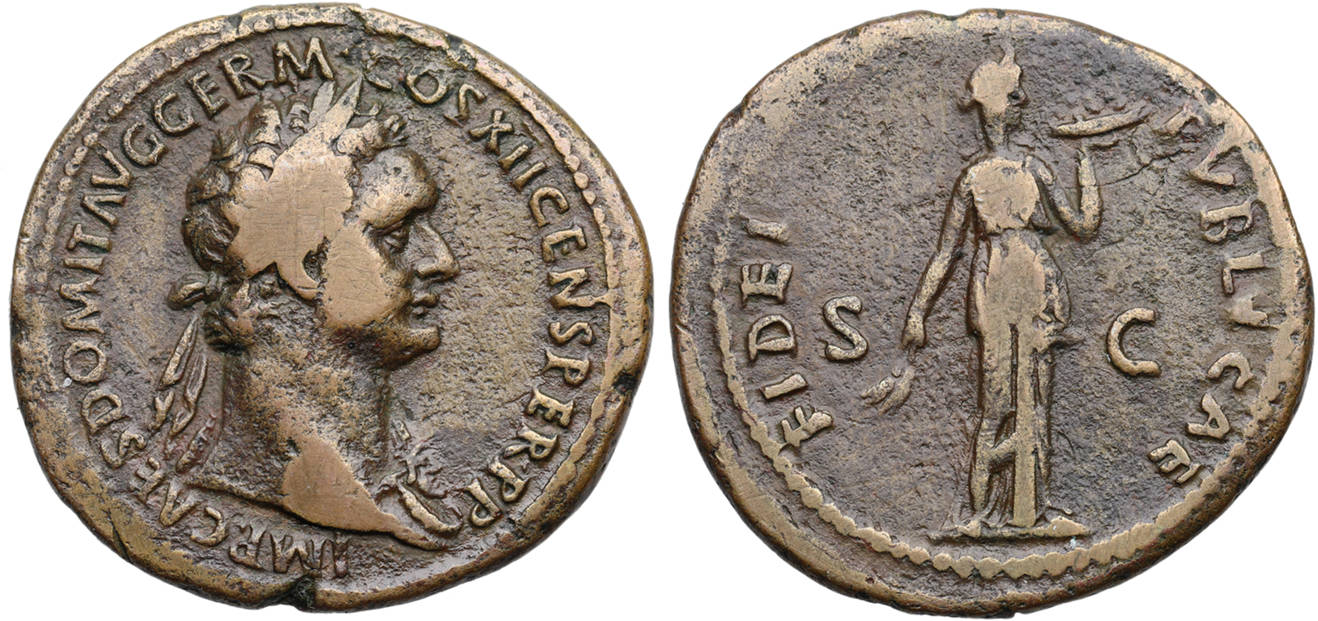 Domitian, AE As, Fides Publica, 86 AD