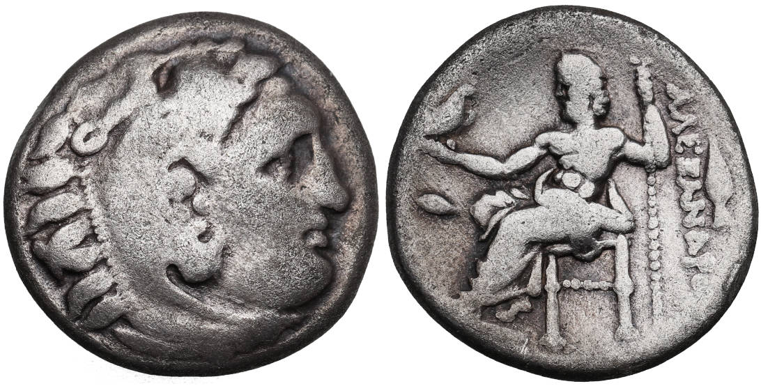 Kingdom of Macedon, Alexander III 'the Great', 336-323 BC, AR Drachm,  Kolophon mint, struck 323-319 BC Ancient Coin Traders