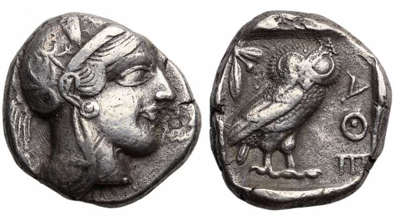 Attica, Athens, AR Tetradrachm, Old-Style Owl, 454-404 BC