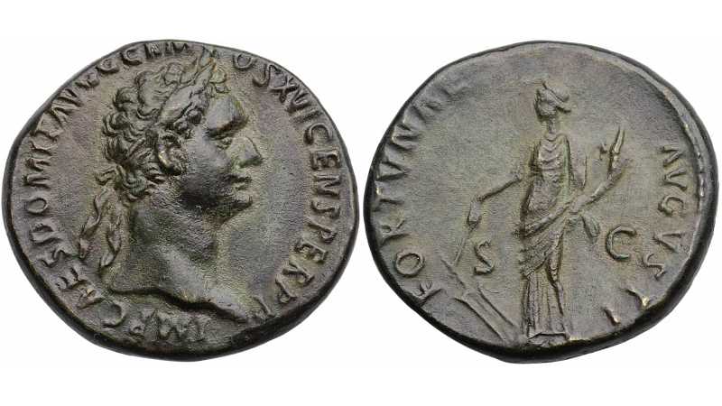 Domitian, AE As, Fortuna Augusta, 92-94 AD - Ancient Coin Traders