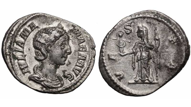Julia Mamaea, 222-235 AD, AR Denarius, Vesta, struck c. 226 AD Ancient  Coin Traders