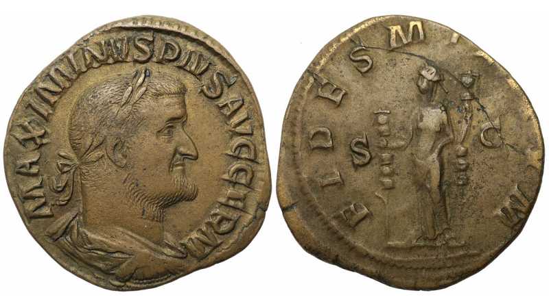 Denarius - Maximinus Thrax (FIDES MILITVM; Fides) - Roman Empire