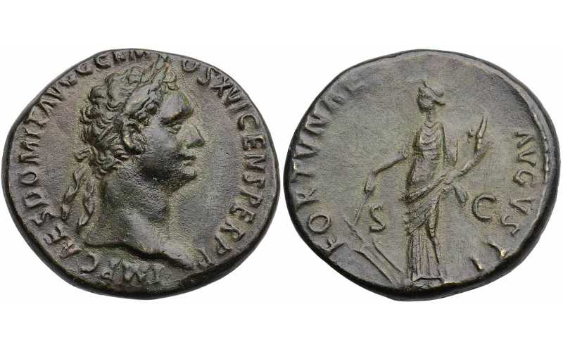 Domitian, AE As, Fortuna Augusta, 92-94 AD - Ancient Coin Traders