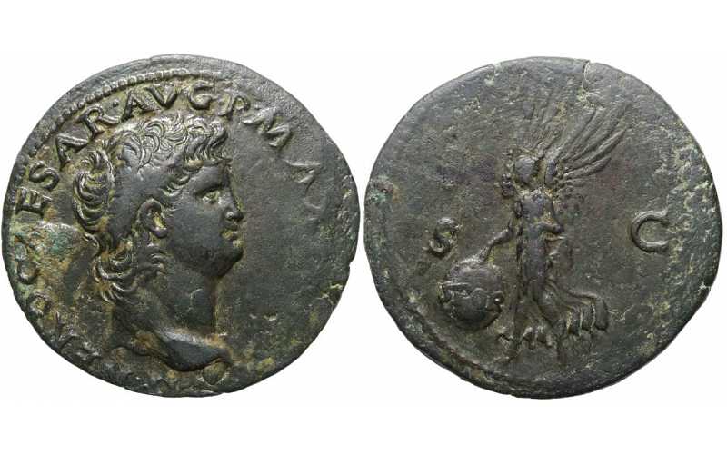 Nero, 54-68 AD, Ae As, Victory, struck c. 65 AD | Ancient Coin Traders