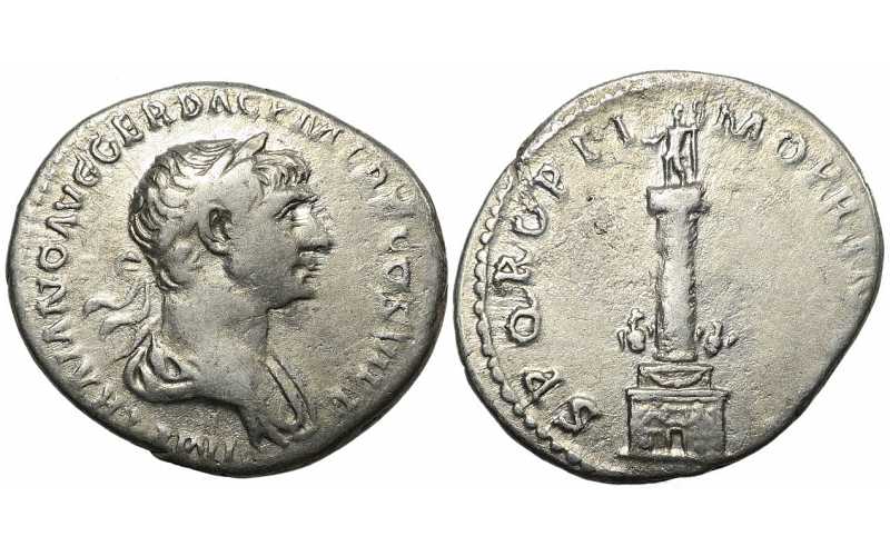 SOLD : Trajan, 98-117 AD, AR Denarius, Column of Trajan, struck 112-117 ...